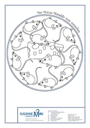 Ausmalbild: Das Mäuse-Mandala
